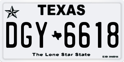 TX license plate DGY6618