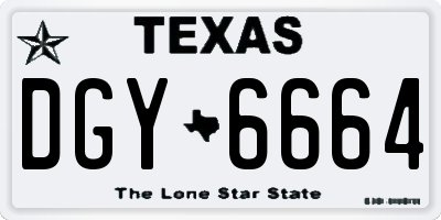 TX license plate DGY6664