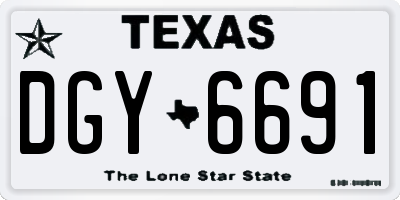 TX license plate DGY6691