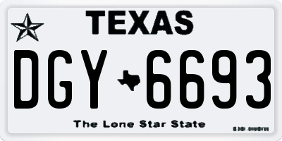 TX license plate DGY6693