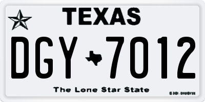 TX license plate DGY7012