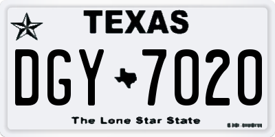 TX license plate DGY7020