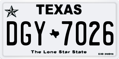 TX license plate DGY7026