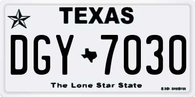 TX license plate DGY7030