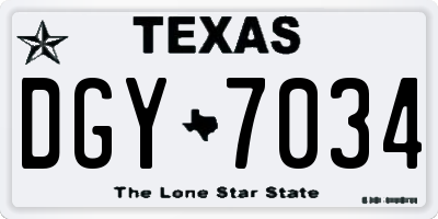 TX license plate DGY7034