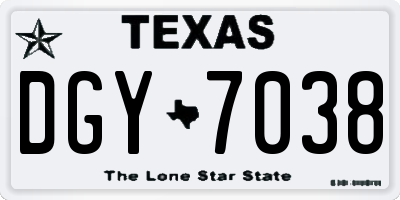 TX license plate DGY7038