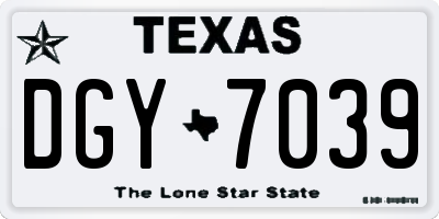 TX license plate DGY7039