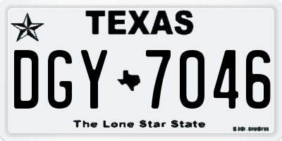 TX license plate DGY7046