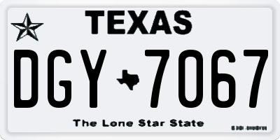 TX license plate DGY7067