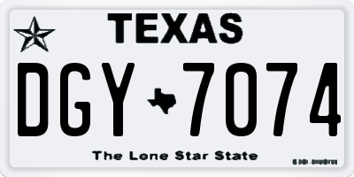 TX license plate DGY7074