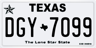 TX license plate DGY7099