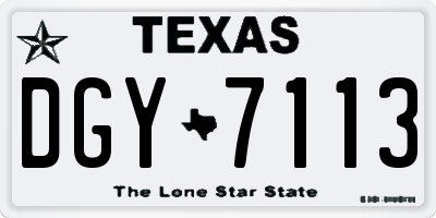 TX license plate DGY7113
