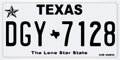 TX license plate DGY7128