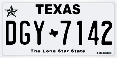 TX license plate DGY7142