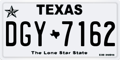 TX license plate DGY7162