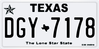 TX license plate DGY7178