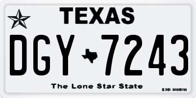 TX license plate DGY7243