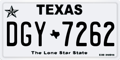 TX license plate DGY7262