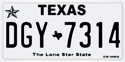 TX license plate DGY7314