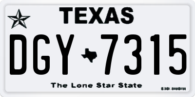TX license plate DGY7315