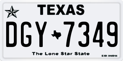 TX license plate DGY7349
