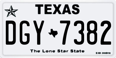 TX license plate DGY7382