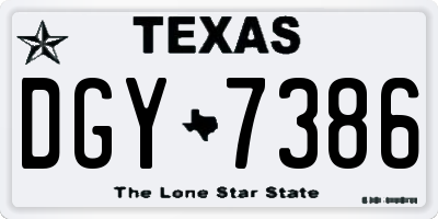TX license plate DGY7386