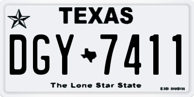 TX license plate DGY7411
