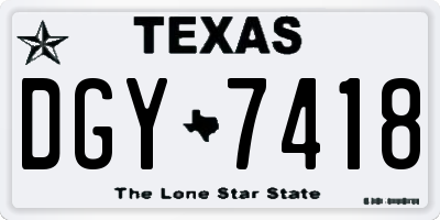 TX license plate DGY7418