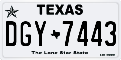 TX license plate DGY7443