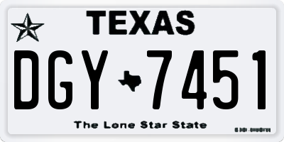 TX license plate DGY7451