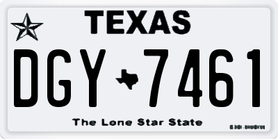 TX license plate DGY7461