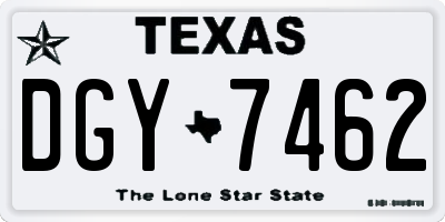 TX license plate DGY7462