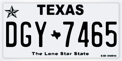 TX license plate DGY7465