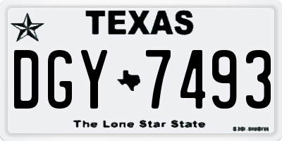 TX license plate DGY7493