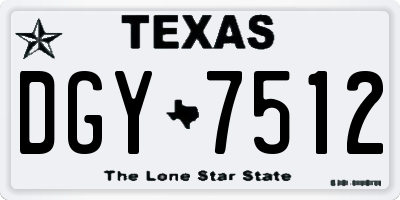 TX license plate DGY7512