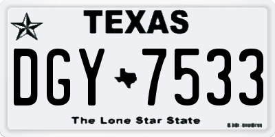 TX license plate DGY7533