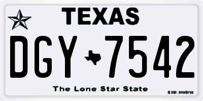 TX license plate DGY7542