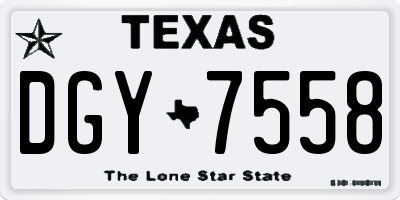 TX license plate DGY7558