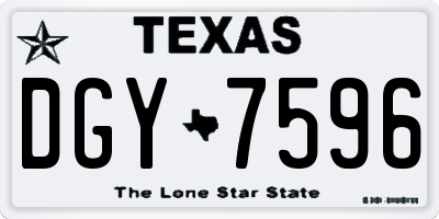 TX license plate DGY7596