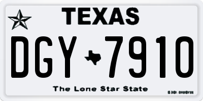 TX license plate DGY7910