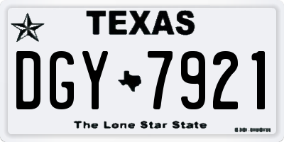 TX license plate DGY7921