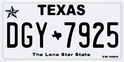 TX license plate DGY7925