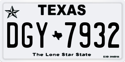 TX license plate DGY7932