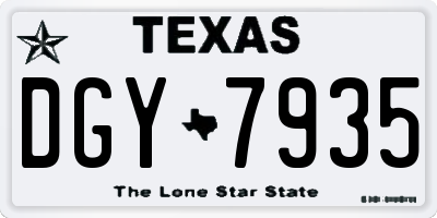 TX license plate DGY7935