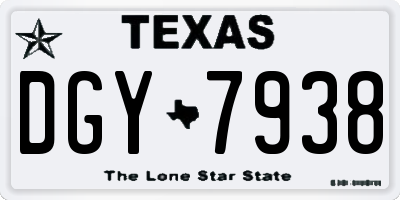 TX license plate DGY7938