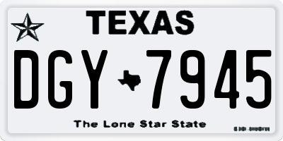 TX license plate DGY7945