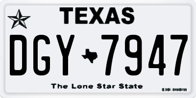 TX license plate DGY7947