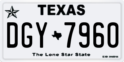 TX license plate DGY7960