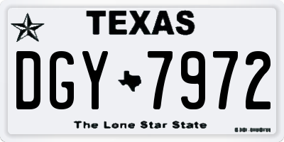 TX license plate DGY7972